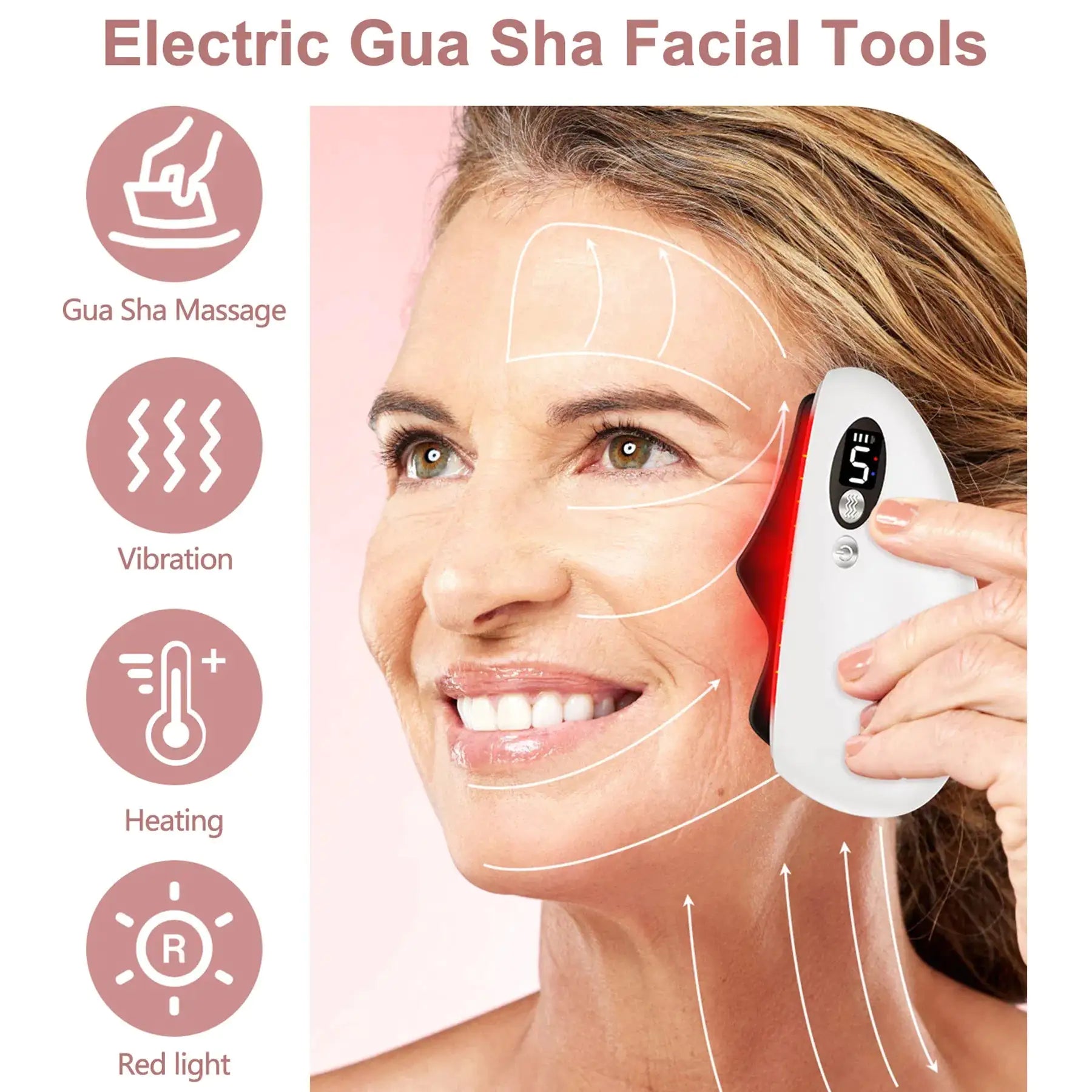 Heated Vibrating Massage Gua Sha For Face Sculpting, Wrinkle Removal, Anti-Aging